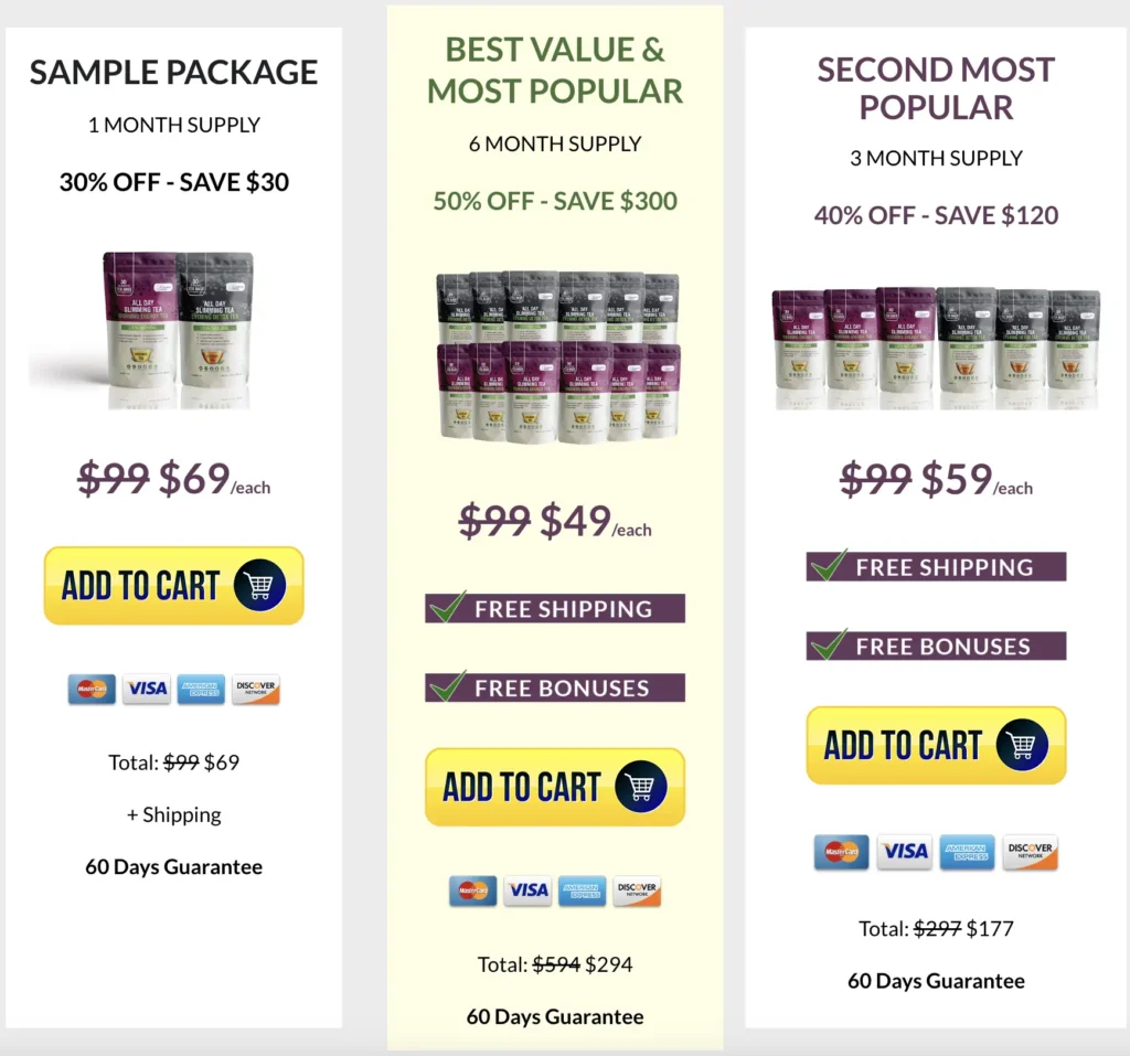 all day slim tea payment pricing